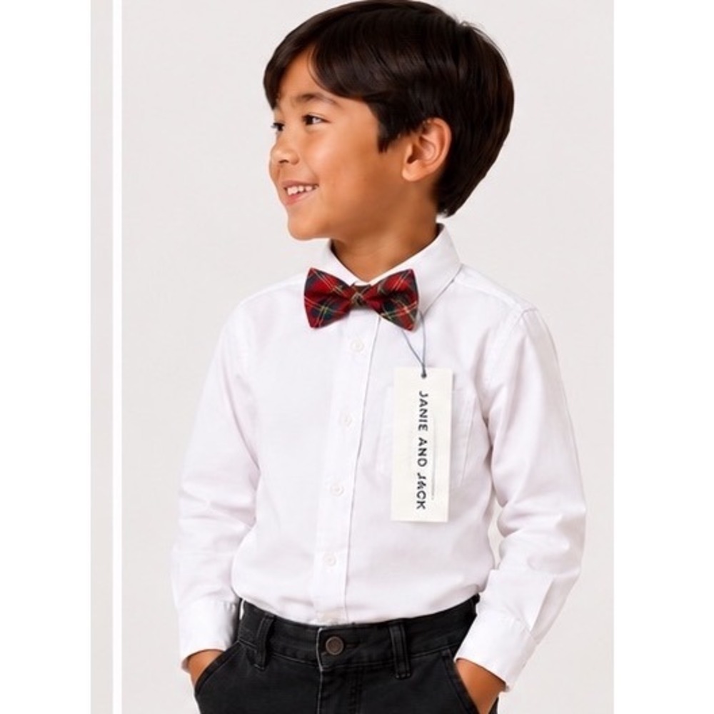 Janie and Jack Boys Tartan Plaid Bow Tie Red Multi Holiday Size 6 and up NWT - Picture 2 of 11